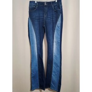 VIP Jeans Womens Blue Bootcut Flare Panel Design Stretch Denim Size 15/16